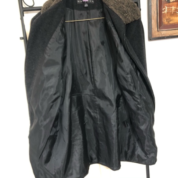 Gallery Wool Blend Coat Charcoal Zipper Collar M - Picture 3 of 8